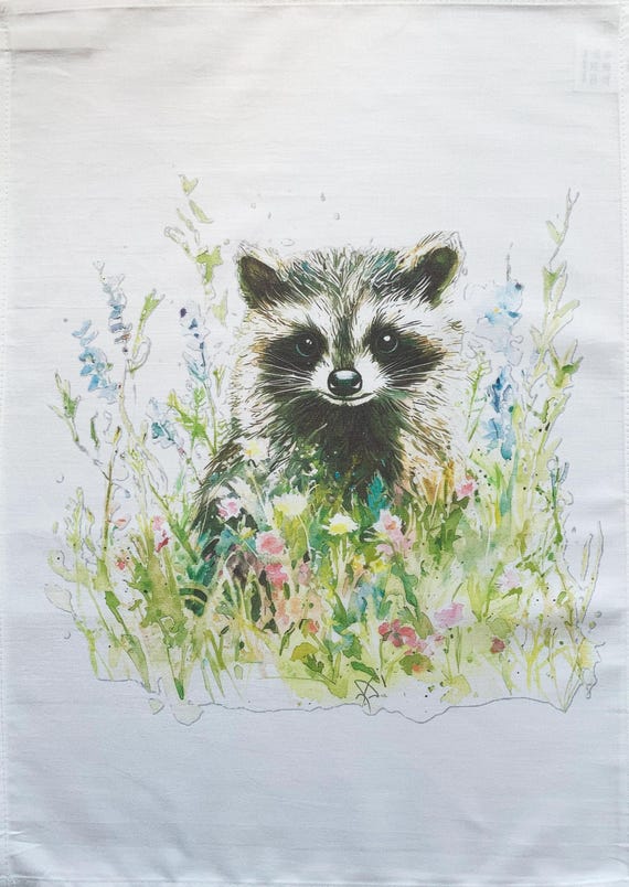 The Raccoon large cotton tea towel