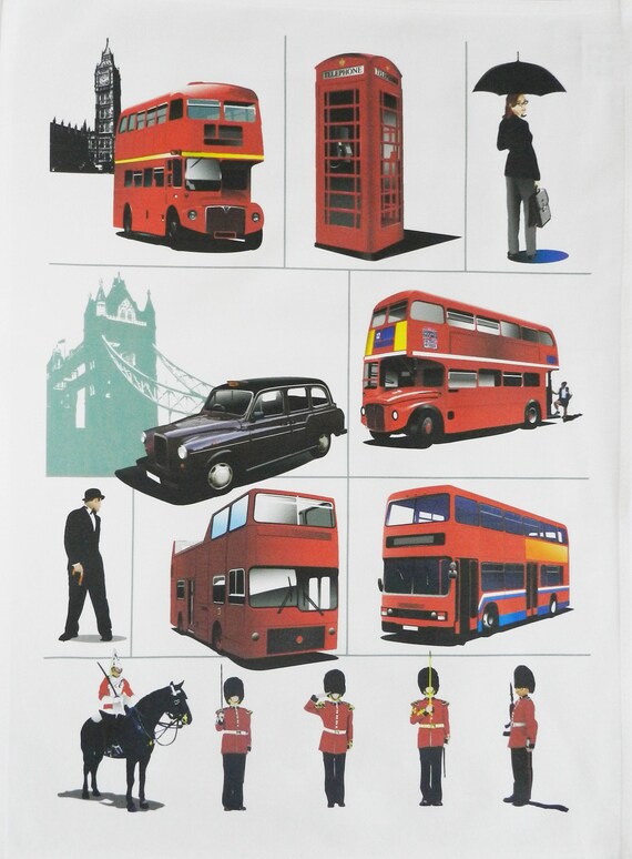 Iconic London Images - Large Cotton Tea Towel
