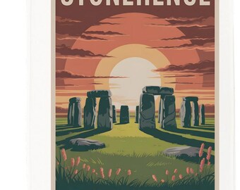 Stonehenge England Tea Towel – 100% Cotton, White, 65 x 47 cm