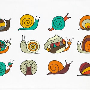 The Cartoon Snail Collection large cotton tea towel