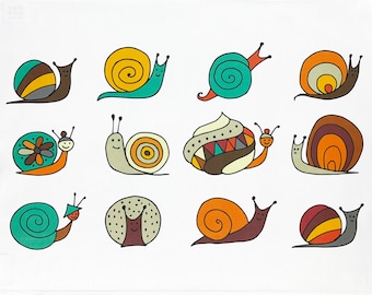 The Cartoon Snail Collection large cotton tea towel