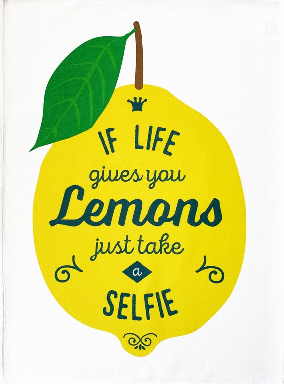 If life gives you lemons,just take a selfie - Large Cotton Tea Towel