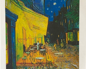 Café Terrace at Night Large Cotton Tea Towel