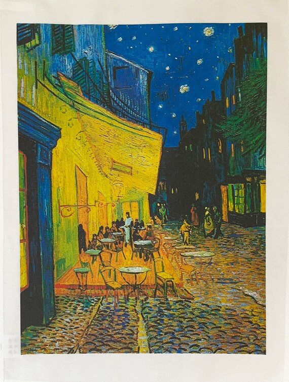 Café Terrace at Night Large Cotton Tea Towel