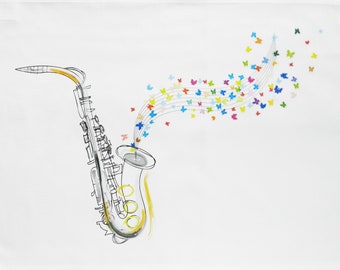 The Saxophone- Large Cotton Tea Towel