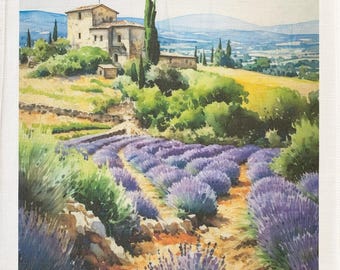 The Lavender Fields of Provence large cotton tea towel
