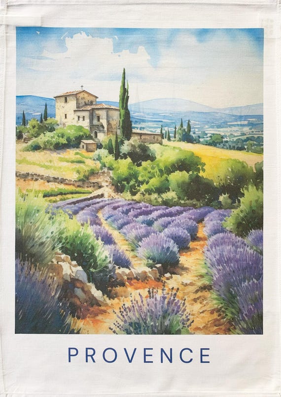 The Lavender Fields of Provence large cotton tea towel