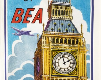 London Vintage Flight Large Cotton Tea Towel