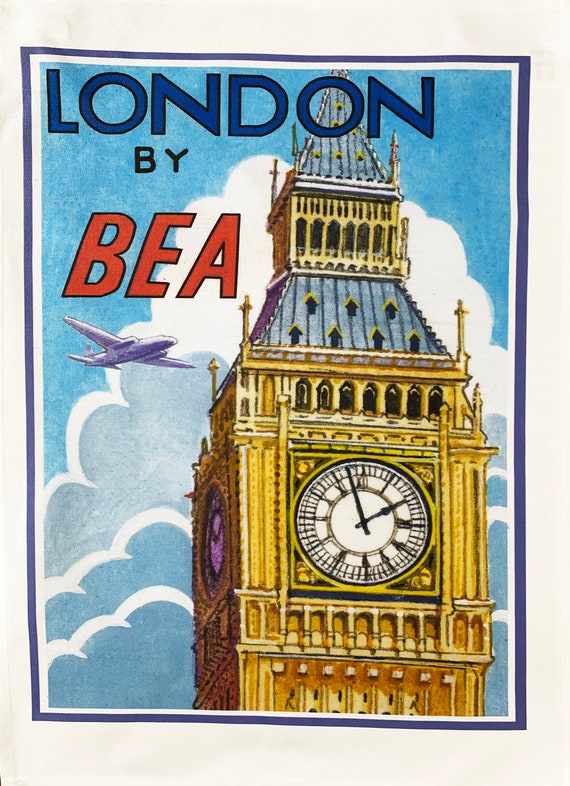 London Vintage Flight Large Cotton Tea Towel