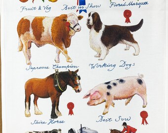 The County Show Large Cotton Tea Towel