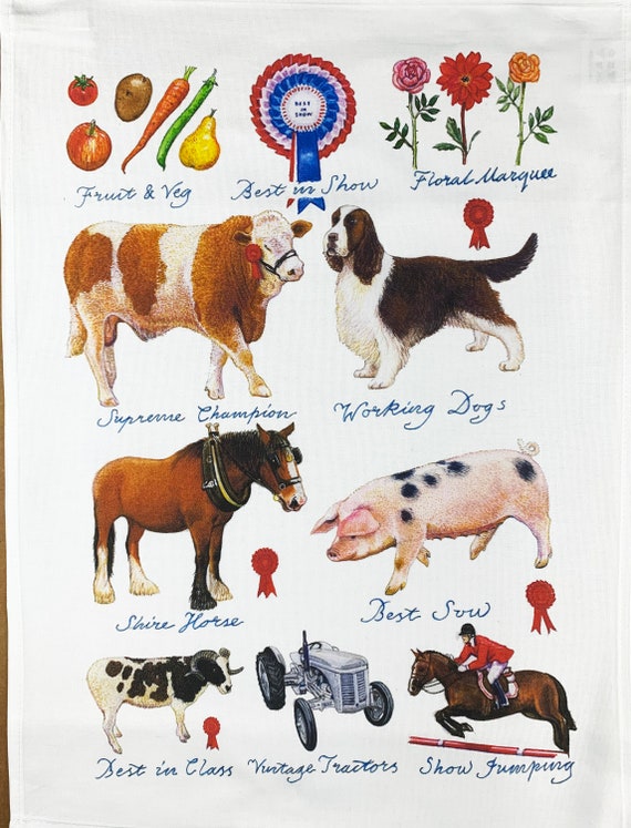 The County Show Large Cotton Tea Towel