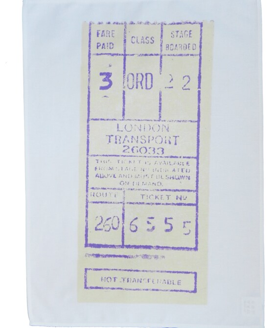 Bus Ticket Stub Cotton Tea Towel