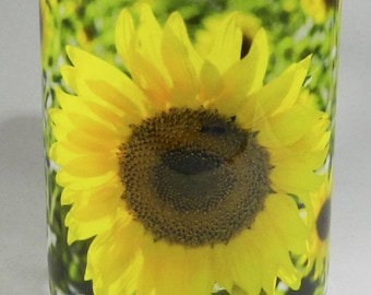 The Summer Sunflower Mug with yellow glazed handle and inner