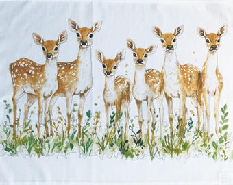 The Herd of Deer large cotton tea towel