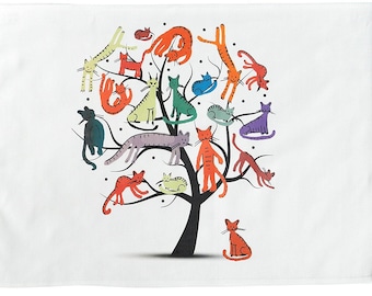 The Tree of Cats- Large Cotton Tea Towel