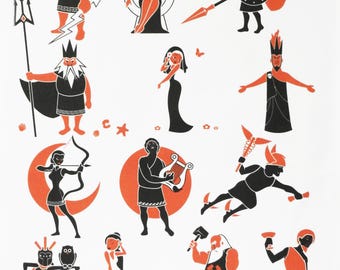 Roman and Greek Gods - Large Cotton Tea Towel