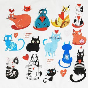 The Colourful Cat Collection- Large Cotton Tea Towel