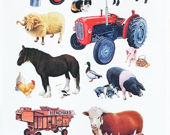 On the Farm Large Cotton Tea Towel