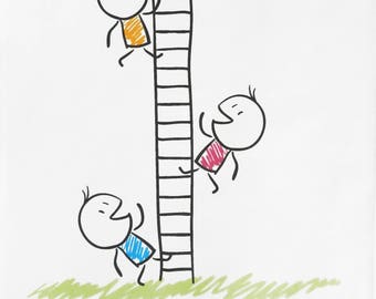 The Career Ladder- Large Cotton Tea Towel