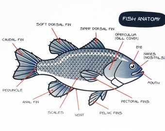 Anatomy of a Fish - Large Cotton Tea Towel