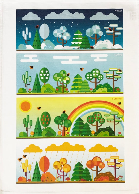 The Four Seasons- Large Cotton Tea Towel