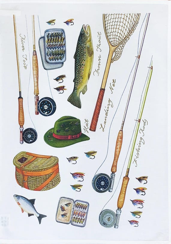 Gone Fishing Large Cotton Tea Towel