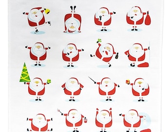 Rockin' Santas Christmas Cotton Tea Towel