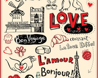 Paris L'amour - Large Cotton Tea Towel