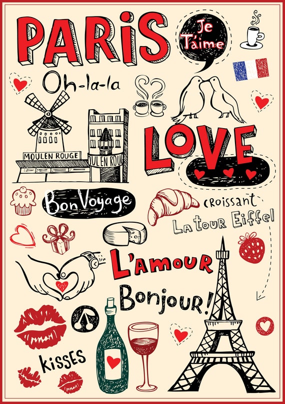 Paris L'amour - Large Cotton Tea Towel