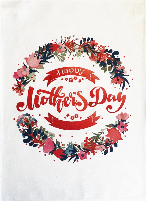 Happy Mothers Day - large cotton Tea Towel