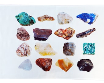 Collection of Rock Minerals Large Cotton Tea Towel