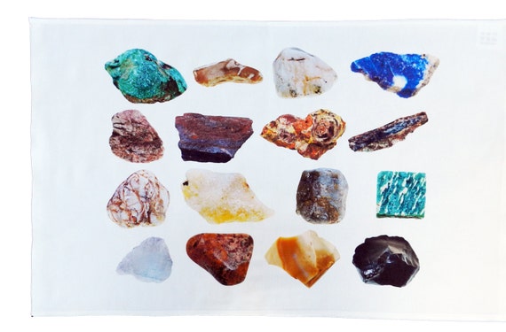 Collection of Rock Minerals Large Cotton Tea Towel