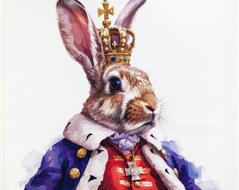 The King Rabbit large cotton tea towel