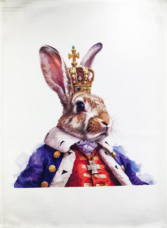 The King Rabbit large cotton tea towel