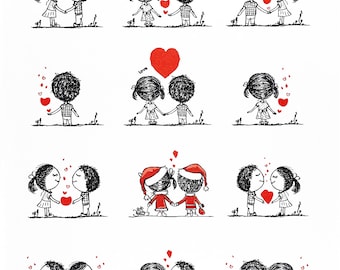 Love Couples - Large Cotton Tea Towel