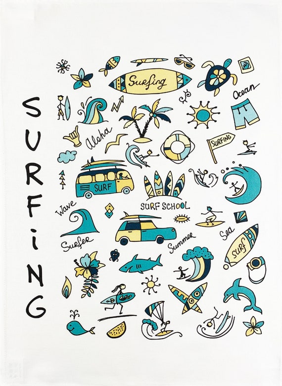 Guide to Surfing - Large Cotton Tea Towel