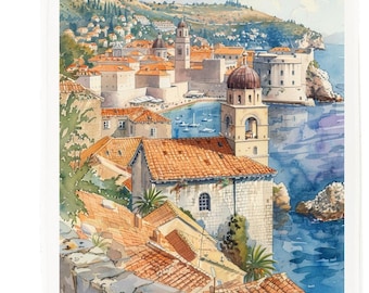 Dubrovnik, Croatia, Large Cotton Tea Towel