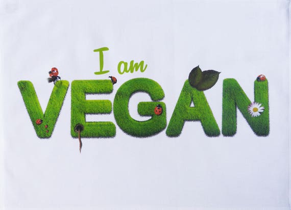 I am Vegan - Large Cotton Tea Towel
