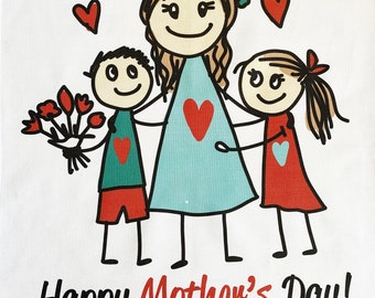 Happy Mothers Day from your children- large cotton Tea Towel