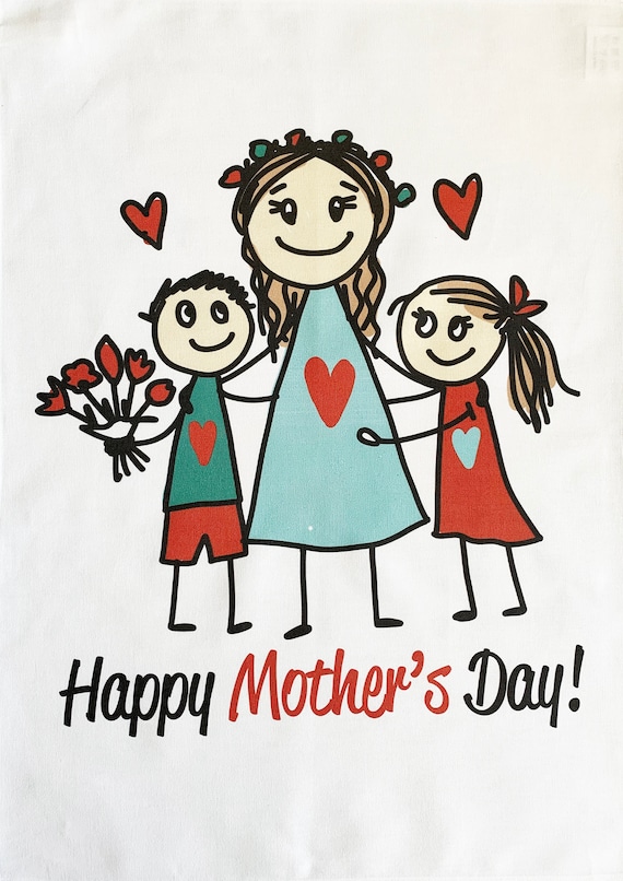 Happy Mothers Day from your children- large cotton Tea Towel
