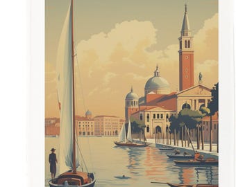 Venice Italy Cotton Tea Towel – Vintage Travel Poster Kitchen Décor