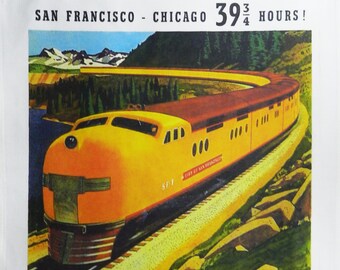 San Francisco - The Southern Pacific Train Line - Vintage Style Travel Poster Large Cotton Tea Towel