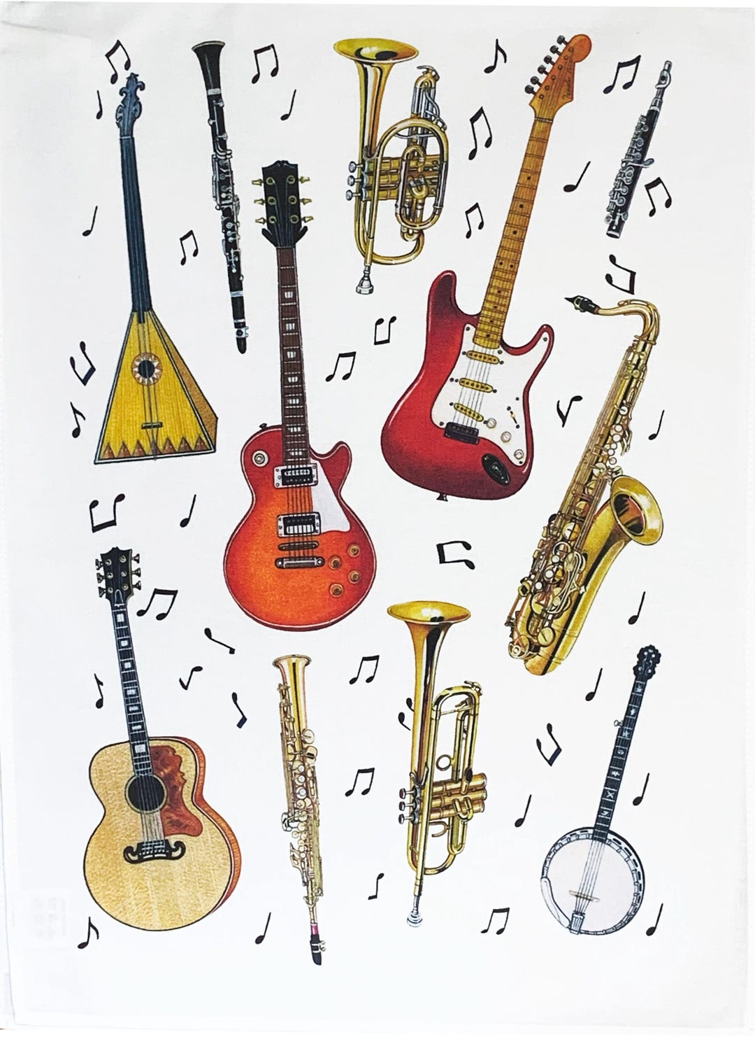Musical Instruments Collection Large Cotton Tea Towel - Etsy