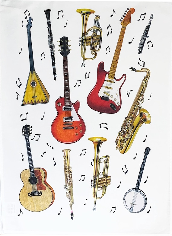 Musical Instruments Collection Large Cotton Tea Towel