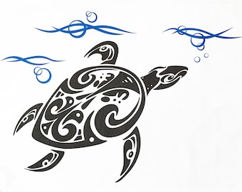 The Swimming Turtle Large Cotton Tea Towel