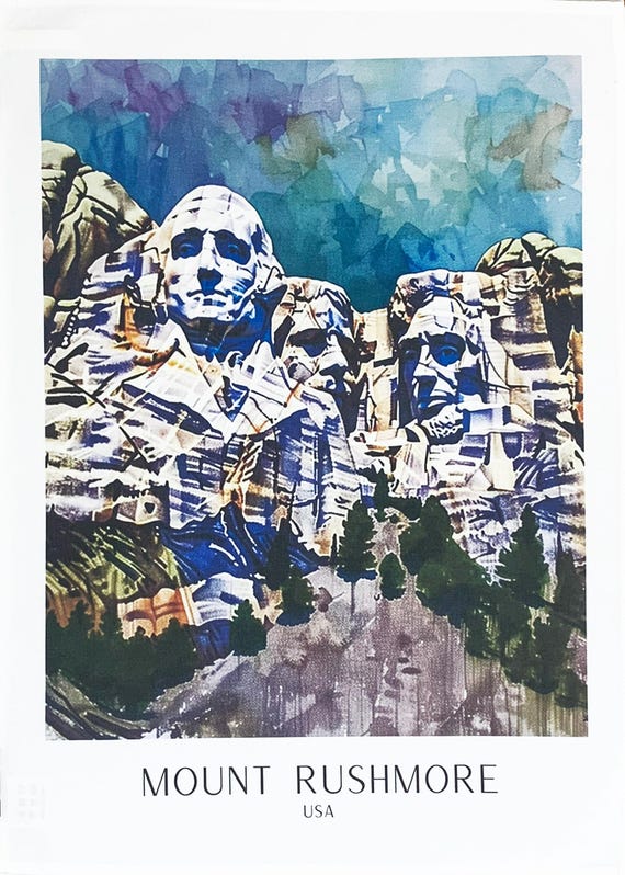 Mount Rushmore Large Cotton Tea Towel