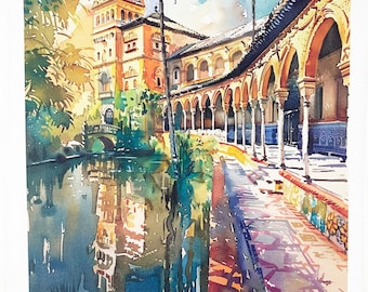 Seville Spain large cotton tea towel