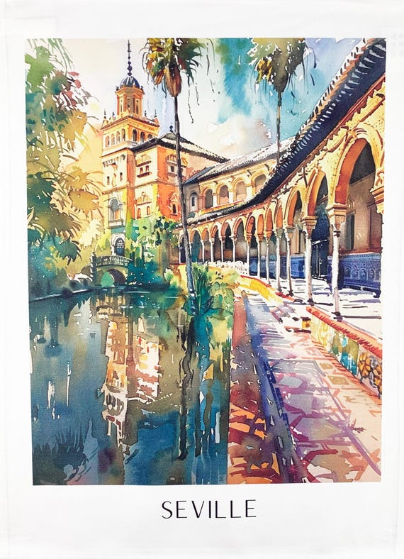 Seville Spain large cotton tea towel