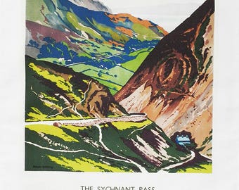 North Wales, The Sychnant Pass- Retro Style Travel Poster Large Cotton Tea Towel