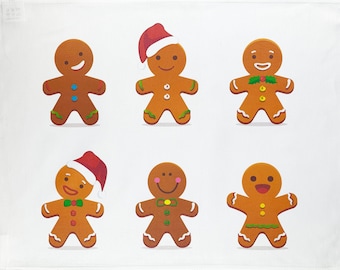 The Festive Gingerbread Men large cotton tea towel